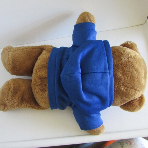 TEDDY BEAR WEARING HOODIE (can come off) 14" long Stuffed Animal PLUSH knit hat - Picture 6 of 12